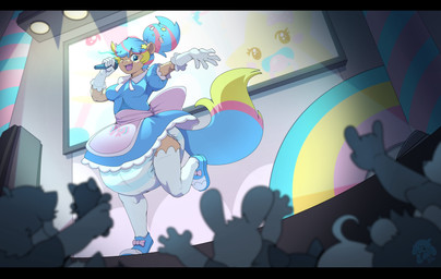 ageplay anthro audience big_diaper black_bars blue_eyes blue_hair clothed clothing diaper diaper_fetish electronics female footwear gloves group hair handwear huge_diaper microphone ponytail roleplay shoes solo_focus stage wearing_diaper young bubblepuppers hasbro my_little_pony cuddleshy_(character) fan_character earth_pony equid equine horse mammal pony absurd_res hi_res letterbox