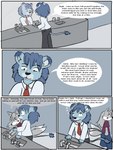 2011 3:4 anthro babystar biped canid canine clothing comic detailed_background dialogue digital_media_(artwork) duo english_text felid fox fur hair hi_res lion male mammal necktie pantherine paul_grayson shirt standing text topwear