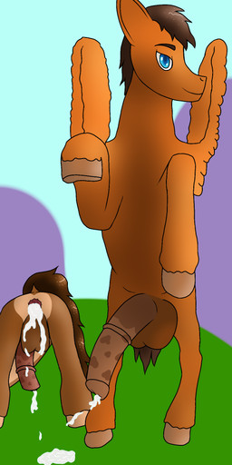 animal_genitalia animal_penis anus bodily_fluids brown_body brown_fur cum cum_in_ass cum_inside duo equine_genitalia equine_penis feral fur gaping gaping_anus genital_fluids genitals male male/male orange_body orange_fur penis horseboy492 hasbro my_little_pony fan_character equid equine horse mammal pony 6:13 hi_res