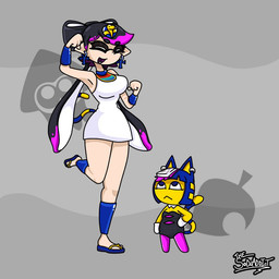 :< alternate_costume ankh ankh_ear_ring ankleband anthro biped black_hair blue_eyes blue_hair breasts chibi clothed clothing clothing_swap cosplay crossover_cosplay dress duo ear_piercing ear_ring extreme_size_difference eyes_closed facial_markings female footwear gesture gloves grey_background hair hand_on_hip handwear happy hat head_markings headgear headwear highlights_(coloring) humanoid_pointy_ears kalasiris larger_female larger_humanoid leggings legwear logo looking_up_at_another markings mask_(marking) medium_breasts minidress neckwear on_one_leg open_mouth open_smile pectoral_(jewelry) piercing pointy_ears pose pseudo_hair purple_highlights ring_piercing sandals shoes simple_background size_difference small_breasts smaller_anthro smaller_female smile standing striped_markings striped_tail stripes tail tail_markings tentacle_hair tentacles uraeus white_clothing white_dress wristband thesodaaddict animal_crossing nintendo splatoon ankha_(animal_crossing) callie_(splatoon) animal_humanoid aquatic aquatic_humanoid cephalopod cephalopod_humanoid domestic_cat felid feline felis humanoid inkling mammal mollusk mollusk_humanoid squid_humanoid 1:1 2023 crossover digital_drawing_(artwork) digital_media_(artwork) signature