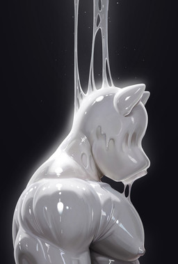 anthro barazoku biped bodily_fluids cum cum_drip detailed_shading dripping drone genital_fluids latex male mask muscular muscular_anthro muscular_male solo connor_fff anthro_doll_hood canid canine canis cum_creature domestic_dog mammal hi_res