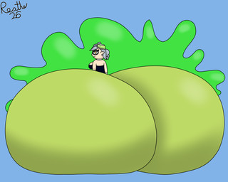 big_butt black_clothing black_topwear blue_background bottomwear butt clothing ear_piercing eyelashes female gloves green_bottomwear green_clothing green_hat green_headwear green_pants grey_hair hair handwear hat headgear headwear huge_butt humanoid_pointy_ears hyper hyper_butt looking_at_viewer looking_back looking_back_at_viewer not_furry pants piercing pointy_ears pseudo_hair rear_view simple_background sitting solo tan_body tan_ears tan_skin tentacle_hair tentacles tight_clothing topwear white_clothing white_gloves white_handwear yellow_eyes reathe nintendo splatoon marie_(splatoon) animal_humanoid aquatic aquatic_humanoid cephalopod cephalopod_humanoid humanoid inkling mollusk mollusk_humanoid 2026 5:4 colored digital_media_(artwork) hi_res shaded signature