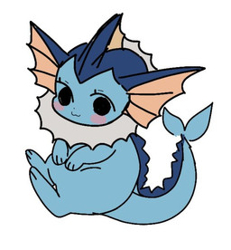 :3 ambiguous_gender black_eyes blue_body blush_dots chibi dot_eyes feral fin simple_eyes solo rosse_chan nintendo pokemon eeveelution generation_1_pokemon pokemon_(species) vaporeon 2023
