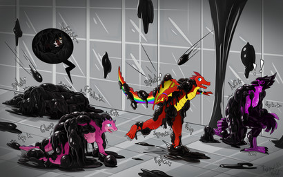 bound captured encasement entrapment latex multiple_people orbs spreading stuck toy trap_(contrivance) riggedreded disney mythology pixar the_incredibles rappy_(blazeraptor) avian dragon mythological_creature mythological_scalie scalie 2025 hi_res