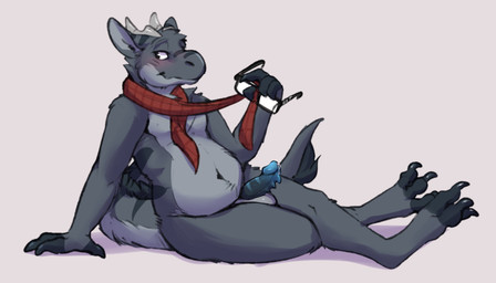 anthro balls belly blue_penis blush bodily_fluids countershade_balls countershade_face countershade_genitalia countershade_neck countershade_tail countershade_torso countershading erection eyewear fur genital_fluids genitals glasses grey_body grey_fur grey_penis horn male male_anthro mostly_nude mostly_nude_anthro mostly_nude_male penis precum precum_string scarf scarf_only simple_background sitting slightly_chubby slightly_chubby_anthro slightly_chubby_male solo tail white_background mintyderg mythology sam_(bit-synergy) dragon furred_dragon furred_scalie mythological_creature mythological_scalie scalie 2020 7:4 absurd_res hi_res