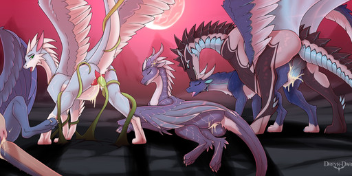 after_sex animal_genitalia animal_penis blue_body blue_eyes blue_scales bodily_fluids canine_genitalia canine_penis claws cum cum_in_vagina cum_inside feathered_wings feathers female female_penetrated feral feral_on_feral feral_penetrated feral_penetrating feral_penetrating_feral genital_fluids genitals grin group horn humanoid_genitalia humanoid_vulva intraspecies jewelry knot leaking_cum light lineup long_neck lying male male/female male_penetrating male_penetrating_female moon moonlight necklace on_side one_after_another penetration penile penile_penetration penis penis_in_vagina raised_tail red_moon scales sex smile spiked_tail spikes spikes_(anatomy) tail take_your_pick tentacle_sex tentacles toe_claws vaginal vaginal_penetration vulva wings dreyk-daro european_mythology mythology dragon mythological_creature mythological_scalie scalie tentacle_creature western_dragon absurd_res hi_res