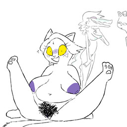 anthro areola belly big_breasts blush blush_lines bodily_fluids breasts breasts_apart eyelashes female freckled_face freckles genitals group hair hairy_vulva long_eyelashes looking_at_viewer navel nipples nude pawpads paws pink_eyes pointy_breasts pubes purple_areola purple_nipples sagging_breasts simple_background slightly_chubby slightly_chubby_anthro slightly_chubby_female sweat sweatdrop tail trio vulva yellow_eyes the_weaver undertale_(series) bratty_(undertale) burgerpants catty_cattenheimer crocodile crocodilian domestic_cat felid feline felis mammal reptile scalie 1:1 2025