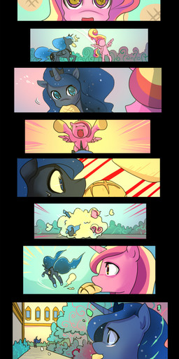 blue_body blue_eyes blue_feathers blue_hair bread building clothing cutie_mark duo dust_cloud eating eyes_closed fangs feathered_wings feathers female feral fight fight_cloud food fur hair horn looking_at_viewer multicolored_hair open_mouth path pink_body pink_feathers plant princess purple_eyes quadruped royalty running shocked shrub smile tail teeth window wings bakki friendship_is_magic hasbro my_little_pony mythology princess_cadance_(mlp) princess_luna_(mlp) arthropod changeling_(mlp) equid equine mammal mythological_creature mythological_equine winged_unicorn comic hi_res