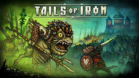 ambiguous_gender armor castle clothed clothing detailed_background fight fire forest group headgear helmet holding_object holding_weapon melee_weapon outside overweight plant shield sword tree tribal war weapon unknown_artist tails_of_iron green_wart redgi_(tails_of_iron) amphibian frog mammal murid murine rat rodent 16:9 hi_res official_art widescreen male_(lore)