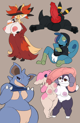 2_horns 2_toes 3_claws 3_fingers 3_toes animal_genitalia animal_penis anthro anthrofied areola arms_bent asymmetrical_breast_frottage ball_tuft balls bedroom_eyes bent_legs big_balls big_breasts big_penis biped black_balls black_body black_clothing black_eyes black_hoodie black_pawpads black_topwear blue_body blue_clothing blue_ears blue_tail blue_topwear bodily_fluids bottle bottomless bottomless_anthro bottomless_female breast_expansion breast_size_difference breast_squish breasts breasts_frottage brown_eyes brown_inner_ear canine_genitalia canine_penis cheek_spots claw_fingers claws clothed clothed_anthro clothed_female clothing container curled_tail disembodied_penis drawstring drawstring_topwear drooling ear_markings electronics erect_nipples erection expansion eyelashes facial_tuft featureless_breasts feet female female_anthro feral fingers flashing flashing_breasts fur fur_tuft furgonomic_headwear furgonomics genital_raphe genitals glans gloves_(marking) green_body green_eyelids group half-closed_eyes hand_on_breast hand_on_own_breast hand_on_own_penis hand_on_penis hat hat_only head_markings headgear headgear_only headwear headwear_only heart_pupils hindpaw holding_balls holding_bottle holding_container holding_object holding_phone hoodie hoodie_only horn huge_breasts huge_penis humanoid_genitalia humanoid_penis inner_ear_fluff inverted_nipples knot knotted_penis leg_markings looking_at_breasts looking_at_genitalia looking_at_object looking_at_penis looking_at_phone looking_at_self looking_at_viewer lying male male_feral markings mostly_nude mostly_nude_anthro mostly_nude_female mostly_offscreen_character mostly_offscreen_male mouth_closed multicolored_body narrowed_eyes neck_tuft nipples no_pupils no_sclera noseless nude nude_anthro nude_female on_back open_mouth open_smile orange_body orange_fur orange_inner_ear_fluff pawpads paws penis penis_on_head phone pink_areola pink_body pink_nipples pokemorph pseudo_hair pupils purple_areola purple_body quadruped raphe_(anatomy) red_body red_eyes red_fur red_nose red_penis ring_(marking) saggy_balls saliva scrotal_raphe seductive shirt shirt_only short_stack simple_background sitting slit_nostrils smile snout socks_(marking) spread_legs spreading squish standing tail tan_body tan_fur teeth thick_thighs toe_claws toes tongue tongue_out topwear topwear_only touching_penis tuft two_tone_body unusual_pupils vein veiny_penis vulva white_body white_sclera wide_hipped_anthro wide_hipped_female wide_hips witch_hat yellow_body yellow_ears yellow_fur yellow_markings yellow_tail 4chan_anon third-party_edit unknown_artist unknown_colorist nintendo pokemon audino delphox drizzile eeveelution generation_1_pokemon generation_2_pokemon generation_5_pokemon generation_6_pokemon generation_8_pokemon indeedee nidoqueen pokemon_(species) umbreon 2025 absurd_res color_edit colored digital_drawing_(artwork) digital_media_(artwork) flat_colors hi_res multiple_images