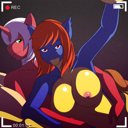 anthro blue_body breasts camera camera_view duo female grabbing_from_behind green_eyes hair half-closed_eyes horn hug interspecies looking_at_viewer lying male narrowed_eyes navel nipples nude on_side orange_hair recording red_body red_eyes smile spooning video_camera white_hair marik_azemus34 asian_mythology chinese_mythology east_asian_mythology mythology fan_character dragon equid equine kirin mammal mythological_creature mythological_equine mythological_scalie scalie unicorn 1:1 2014
