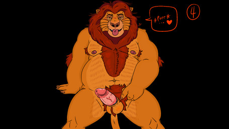 armpit_hair ball_tuft balls belly big_belly body_hair erection genitals male mature_male moobs musclegut muscular nipples nude penis solo tongue tongue_out tuft vein veiny_penis pandaaman519 disney the_lion_king mufasa felid lion mammal pantherine 16:9 widescreen