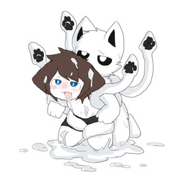 anal black_sclera blue_eyes boxers_(clothing) brown_hair clothing duo hair male male/male orgasm pawpads tentacles tongue tongue_out underwear white_eyes chano changed_(video_game) lin_(changed) squid_dog_(changed) canid canine canis goo_creature human mammal wolf 1:1