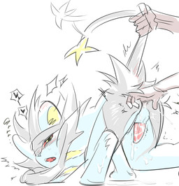ambiguous_gender ambiguous_on_feral anal anal_fingering ass_up balls bestiality black_body black_fur black_tail blue_body blue_fur blush bodily_fluids butt cum cum_while_penetrated digitigrade disembodied_hand drooling duo erection feral feral_penetrated fingering fur genital_fluids genitals human_on_feral interspecies male male/ambiguous male_focus multicolored_body multicolored_fur open_mouth penetration penis pokephilia pupils quadruped raised_tail red_sclera saliva tail yellow_body yellow_eyes yellow_tail moocow nintendo pokemon generation_4_pokemon human luxray mammal pokemon_(species) censored mosaic_censorship