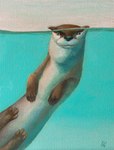 ambiguous_gender black_eyes black_nose brown_body brown_fur feral fur looking_at_viewer solo underwater water whiskers ivan-kovalevskiy mammal mustelid otter acrylic_painting_(artwork) painting_(artwork) traditional_painting_(artwork)