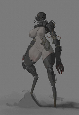 breasts cybernetics female genitals grey_body grey_skin human_torso machine nipples non-mammal_nipples nude robotic_arms robotic_head robotic_legs solo thick_thighs vulva ace0t0nic cyborg humanoid robot robot_humanoid absurd_res hi_res