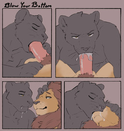 anthro anthro_on_anthro anthro_penetrated anthro_penetrating anthro_penetrating_anthro balls black_body black_fur bodily_fluids cum cum_from_mouth cum_from_nose cum_in_mouth cum_in_nose cum_inside cum_kiss cum_on_chin duo ejaculation erection eyes_closed fellatio fur genital_fluids genitals humanoid_genitalia humanoid_penis interspecies intimate kissing looking_at_another looking_at_viewer male male/male male_penetrated male_penetrating male_penetrating_male mane melanistic nipples nude nude_anthro nude_male oral oral_penetration orgasm penetration penile penile_penetration penis penis_in_mouth pubes sex simple_background snowballing tan_body tan_fur bedtime_buck felid feline lion mammal pantherine comic digital_media_(artwork) hi_res