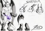 anthro big_muscles bulge claws detailed_bulge genital_outline horn looking_at_viewer male muscular muscular_anthro muscular_male penis_outline purple_eyes smile solo tail wings zodim87 european_mythology mythology shadiam_(vs4r4) dragon mythological_creature mythological_scalie scalie western_dragon 2018 absurd_res hi_res model_sheet