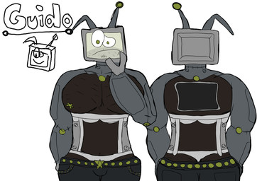 antennae_(anatomy) anthro big_breasts big_butt breasts butt clothed clothing collar computer computer_screen confusion cybernetics elderly electronics front_view lingerie machine male pose rear_view solo standing text topless fatal_injrrrries guildo_(fatal_injrrrries) android cyborg humanoid robot 2026 absurd_res character_name digital_media_(artwork) hi_res model_sheet pinup portrait