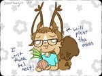 anthro eyewear female fluffy fluffy_tail food glasses hair hair_bun humor onion plant silly solo tail text vegetable sourmagic levi_kyros domestic_cat felid feline felis mammal valta