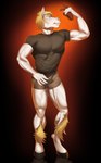 anthro blonde_hair bottomwear clothed clothing fur hair holding_object holding_statue hooves male muscular muscular_male shorts solo white_body white_fur justmegabenewell dawnheart equid equine horse mammal absurd_res hi_res