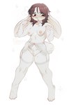 anthro blush breasts clothing female fur genitals lingerie long_ears nipples nude pubes pussy small_breasts solo standing thick_thighs white_body white_fur wide_hips yamorio lagomorph leporid mammal rabbit 2024 hi_res