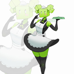 5_fingers :> armwear big_breasts black_armwear black_clothing black_elbow_gloves black_gloves black_handwear black_legwear black_thigh_highs blush blush_stickers breasts clothing condom condom_wrapper elbow_gloves eyelashes female female_humanoid fingers gloves green_body green_condom green_eyelids green_hair green_skin hair half-closed_eyes handwear holding_condom holding_object legwear maid_headdress maid_uniform narrowed_eyes not_furry pigtails pink_blush sexual_barrier_device simple_background smile solo square_(anatomy) standing thigh_highs uniform white_background white_eyes white_headdress megamor mario_bros nintendo paper_mario mimi_(paper_mario) humanoid 1:1 2025 digital_media_(artwork) hi_res shaded