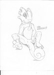 anthro curled_tail long_tongue looking_at_viewer male nude scales sitting solo spread_legs spreading tail tail_between_legs tongue tongue_out wide_eyed marcushunter playtonic_games yooka-laylee yooka chameleon lizard reptile scalie 2017 hi_res monochrome signature