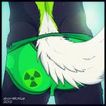 anthro back-print_briefs briefs butt clothed clothing furgonomics green_briefs green_clothing green_underwear hazard_symbol hazard_symbol_print male print_briefs print_clothing print_underwear radiation radiation_symbol radiation_symbol_briefs radiation_symbol_clothing radiation_symbol_print radiation_symbol_underwear rear_view solo sunny symbol tail tail_clothing topless underwear andymcnub nebby_(nebb) mammal sergal 1:1