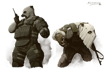 ak-47 ak_platform angry anthro assault_rifle clothing duo electronics fingerless_gloves gloves gun handgun handwear hidden_face leaning leaning_forward male mask military pistol pose ranged_weapon rifle rolled_up_sleeves standing terrorism topwear vest walkie-talkie weapon wearing_mask yelling mikelocesterlanders canid canine felid feline mammal absurd_res hi_res