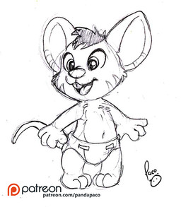 anthro clothed clothing diaper front_view glistening glistening_eyes hair logo male neonate open_mouth open_smile patreon_logo short_hair simple_background smile solo standing tail teeth text topless wearing_diaper young young_anthro young_male pandapaco patreon chopper_atbong mammal mouse murid murine rodent artist_logo full-length_portrait portrait signature spot_color url