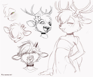 ambiguous_gender anthro antlers choker horn jewelry male necklace smile solo tail young young_anthro young_male koiyaroid koiyaroid_(character) deer mammal hi_res