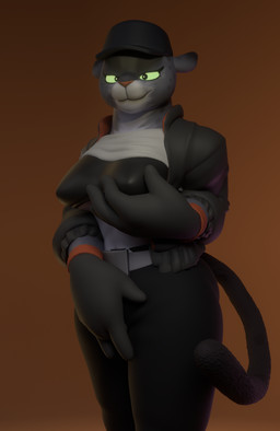 anthro big_breasts breasts clothed clothed_anthro clothed_female clothing female fur green_sclera grey_body grey_fur jacket solo tail topwear zhenash dreamworks the_bad_guys kitty_kat_(the_bad_guys) felid feline felis mammal pantherine snow_leopard 3d_(artwork) blender_(artwork) digital_media_(artwork) hi_res