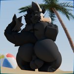 anthro anus balls beach big_butt black_body black_tail bone butt fluffy genitals male mask palm_tree plant sand skull skull_mask solo summer tail tree yav_(dutchxanadu) snarkyfang mythology roblox dragon mythological_creature mythological_scalie scalie 1:1