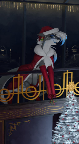 big_teats biolumenescense blue_blush blue_eyes blue_gills blue_highlights blush christmas_clothing christmas_decorations christmas_headwear christmas_ornament christmas_tree clothed clothed_feral clothing detailed_background ear_piercing female feral glowing hair hanging_teats hat headgear headwear highlights_(coloring) holidays hooves leaning leaning_forward legwear lingerie lingerie_on_feral mistletoe open_mouth ornament piercing plant ponytail railing robe santa_hat sharp_teeth smile solo stockings tail teats teeth tree white_hair stray_prey christmas hasbro my_little_pony fan_character lacera_viscera aquatic equid equine fish horse hybrid mammal pony shark 2025 absurd_res digital_media_(artwork) digital_painting_(artwork) hi_res painting_(artwork)