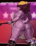 anthro apron apron_only big_breasts big_butt boots breasts butt butt_focus clothing cooking female footwear grin hair hair_over_eye headscarf huge_butt huge_hips kerchief nipple_outline nipples non-mammal_breasts non-mammal_nipples rear_view shoes side_boob smile solo thick_thighs wide_hips conditional_dnp fin6 deltarune undertale_(series) susie_(deltarune) reptile scalie absurd_res digital_drawing_(artwork) digital_media_(artwork) hi_res