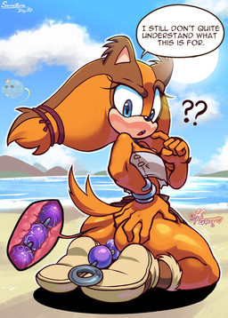 anal anal_beads anal_beads_in_ass anal_penetration anthro beach big_butt black_nose blue_eyes bottomwear bracelet brown_body brown_bottomwear brown_clothing brown_fur brown_skirt butt butt_grab clothing cloud dialogue ear_tuft eyelashes female footwear fur grey_clothing grey_topwear hand_on_butt jewelry kneeling looking_back object_in_ass open_mouth orange_body orange_fur penetration question_mark rear_view sea sex_toy sex_toy_in_ass sex_toy_insertion shoes skirt sky solo speech_bubble tan_body tan_fur text topwear tuft water halfgalaxy sega sonic_boom sonic_the_hedgehog_(series) sticks_the_jungle_badger badger mammal mustelid musteline absurd_res english_text hi_res