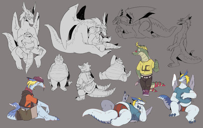 2_tails anthro aviator_cap barefoot beanie blush bottomwear claws clothed clothing duo eyewear feathered_wings feathers featureless_crotch feet fondling footwear fully_clothed furgonomic_piercing furgonomics goggles hair hat headgear headwear hug jewelry kerchief lying male mostly_nude multi_tail necklace nude on_back on_front pants piercing shirt shoes simple_background sitting slightly_chubby standing tail teeth thick_tail toe_claws topwear underwear white_body wing_piercing wings flookz legendz mythology dandy_(legendz) shiron crocodile crocodilian dragon mythological_creature mythological_scalie reptile scalie windragon hi_res sketch_page
