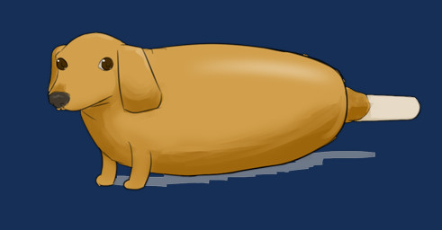 ambiguous_gender black_nose brown_eyes corndog feral food humor pun simple_background solo transparent_background visual_pun what maximumpingas canid canine canis dachshund domestic_dog food_creature hunting_dog mammal alpha_channel