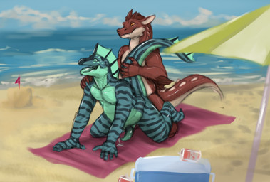 anal anal_penetration anthro anthro_on_anthro anthro_penetrated anthro_penetrating anthro_penetrating_anthro beach_towel beach_umbrella belly bodily_fluids brown_body countershade_face countershade_neck countershade_tail countershade_torso countershading cum cum_drip cum_on_ground cum_while_penetrated doggystyle dripping duo erection from_behind_position genital_fluids genitals kneeling looking_pleasured male male/male male_anthro male_penetrated male_penetrating male_penetrating_male nude nude_anthro nude_male open_mouth open_smile outside_sex overweight overweight_anthro overweight_male parasol penetration penile penile_penetration penis penis_in_ass sand sex sex_on_the_beach slightly_chubby slightly_chubby_anthro slightly_chubby_male smile tail tail_grab tan_body tapering_penis teal_body teal_eyes teal_penis teeth tongue tongue_out towel water mintyderg mythology minty_(mintyderg) rumble_drake aquatic aquatic_dragon dragon mythological_creature mythological_scalie scalie 2019