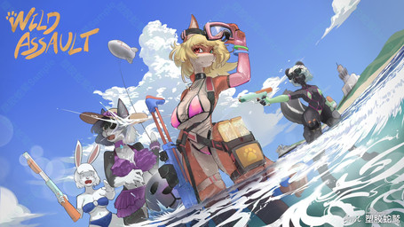 anthro beach big_breasts bikini bikini_bottom bikini_top black_body black_fur black_nose blonde_hair bracelet breasts clothing eyewear eyewear_on_head fangs female fishnet_clothing fur goggles goggles_on_head group hair jewelry medium_breasts multicolored_body multicolored_fur navel orange_body orange_fur partially_submerged pink_nose sea standing_in_water sunglasses sunglasses_on_head swimwear tail teeth toy toy_gun two-piece_swimsuit two_tone_body two_tone_fur under_boob water water_gun wet wet_body wet_fur white_body white_fur white_hair pssmanga combat_cat_studio wild_assault akai_hime_(wild_assault) erwin_(wild_assault) hongying_(wild_assault) marquez_(wild_assault) canid canine domestic_cat felid feline felis fox lagomorph leporid mammal mephitid rabbit skunk 16:9 hi_res widescreen