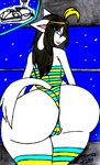 anthro big_breasts big_butt breasts butt camel_toe clothing crown female genitals headgear legwear lipstick looking_at_viewer looking_back makeup one_piece_suit presenting presenting_hindquarters pussy royalty space spacecraft stockings vehicle theloanwanderer216 tlw216 undertale undertale_(series) temmie_(undertale) felid feline mammal tem hi_res traditional_media_(artwork)