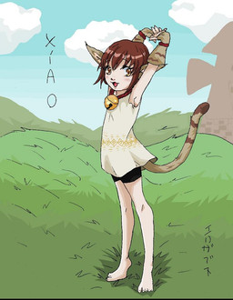 5_fingers 5_toes bangs barefoot bell bell_collar black_bottomwear black_clothing black_shorts blue_sky blush bottomwear brown_clothing brown_ears brown_eyes brown_fingerless_gloves brown_gloves brown_handwear brown_pupils brown_tail clothed clothed_female clothed_humanoid clothing cloud collar day eyebrow_through_hair eyebrows feet female female_humanoid fingerless_gloves fingers fully_clothed fully_clothed_female fully_clothed_humanoid gloves grass hair handwear hillside light open_mouth open_smile outside plant pupils red_collar red_tongue short_hair shorts sky smile solo standing stretching tail tan_body tan_dress tan_skin text thin_eyebrows toes tongue translucent translucent_hair two_tone_tail windmill santeli89 dark_cloud level-5 xiao_(dark_cloud) animal_humanoid cat_humanoid felid felid_humanoid feline feline_humanoid humanoid mammal mammal_humanoid tailed_humanoid 2006 character_name colored digital_drawing_(artwork) digital_media_(artwork) english_description full-length_portrait japanese_text lighting portrait shaded translation_request