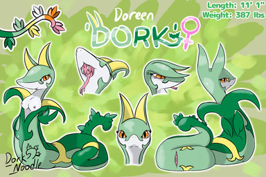animal_genitalia breasts busty_feral cloaca fangs fangs_bared female feral forked_tongue genitals nipples open_mouth solo teeth tongue vulva dorknoodle nintendo pokemon doreen_(dorknoodle) generation_5_pokemon pokemon_(species) reptile scalie serperior snake 3:2 hi_res model_sheet