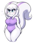 anthro big_tail blush breasts featureless_breasts featureless_crotch female nude short_stack simple_background solo sparkles tail thick_thighs denzeltip coco_scent_(henrietta_lamb) mammal mephitid skunk striped_skunk 2022 hi_res