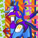 ambiguous_gender anthro biped black_body blue_body looking_back machine multicolored_body open_mouth purple_body rear_view solo spiral_eyes tongue tongue_out white_body megawolf77 subwoofy_r canid canine canis mammal robot wolf 1:1 digital_media_(artwork) male_(lore)