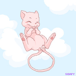 autopenetration blush bodily_fluids cloud eyes_closed female feral genital_fluids genitals masturbation penetration sky smile solo tail tail_fetish tail_in_own_pussy tail_in_vagina tail_insertion tail_masturbation tail_play vaginal vaginal_fluids vaginal_masturbation vaginal_penetration vulva soapy_(artist) nintendo pokemon generation_1_pokemon legendary_pokemon mew_(pokemon) pokemon_(species) 1:1 2009 aliasing digital_media_(artwork) low_res oekaki