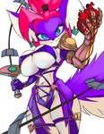 anthro big_breasts breasts cleavage clothed clothing cosplay female fully_clothed heart_(organ) melee_weapon nipple_outline organs skimpy solo sword tail under_boob weapon whip_sword thefuckingdevil soul_calibur ivy_valentine shyra_(dandei88) canid canine fox mammal 2015 hi_res