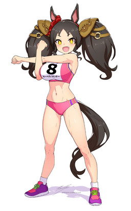 big_breasts bra breasts bun_huggers clothing female footwear pink_bra pink_bun_huggers pink_clothing pink_sports_bra pink_underwear shoes sneakers solo sports_bra stretching underwear revenant_(artist) cygames uma_musume_pretty_derby marvelous_sunday_(pretty_derby) animal_humanoid equid equid_humanoid equine equine_humanoid horse_humanoid humanoid mammal mammal_humanoid