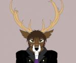 angry antlers broken_antler brown_hair clothed clothing green_eyes hair horn jacket leather leather_clothing leather_jacket leather_topwear male messy_hair pain purple_clothing purple_shirt purple_topwear scar shirt solo topwear veteran bloodknight324 lone_buck_(bloodknight324) bloodoak cervine deer mammal hi_res